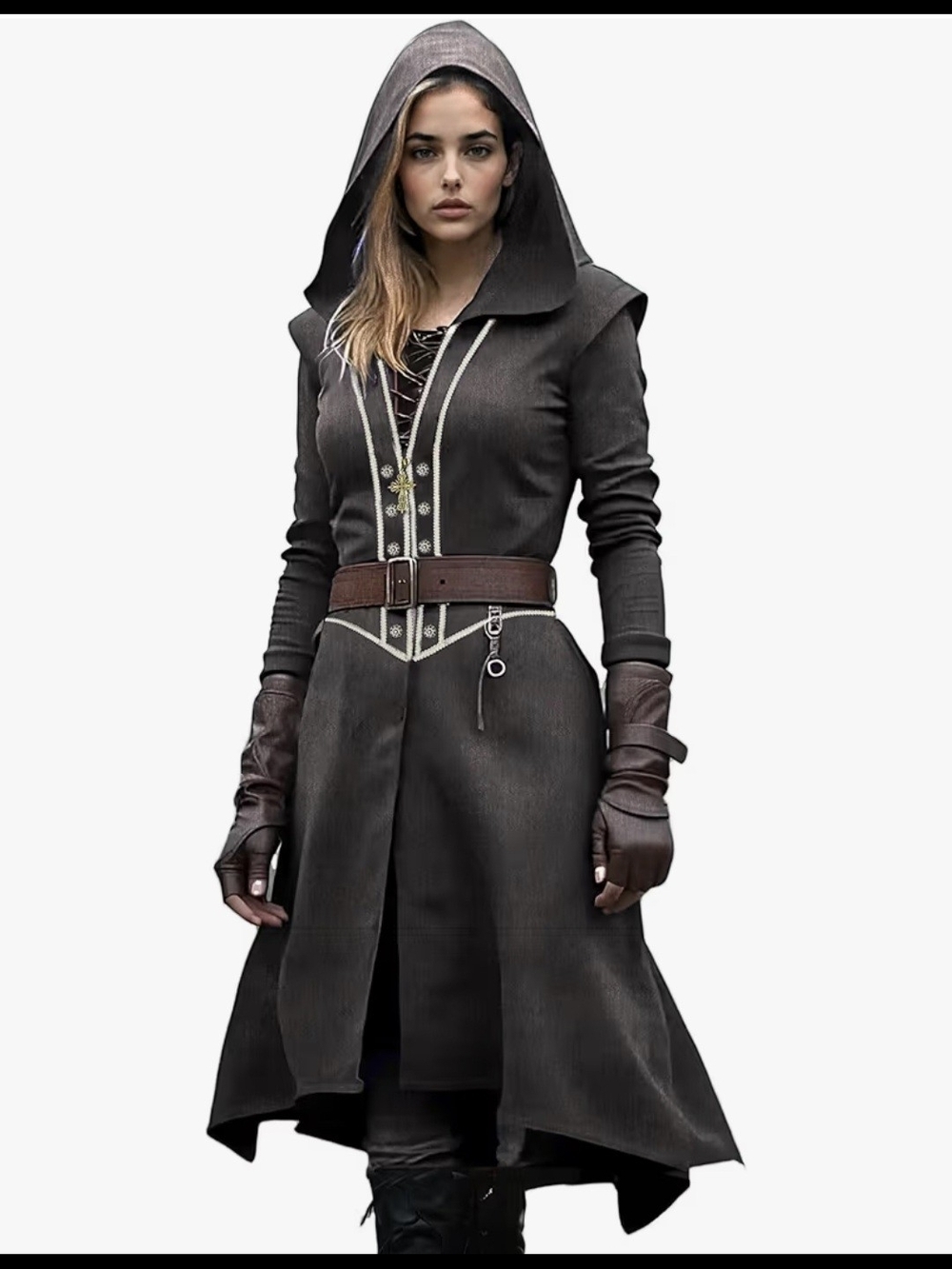 Gothic Medieval Long Coat With Hood #1290 - Picture 1 of 13